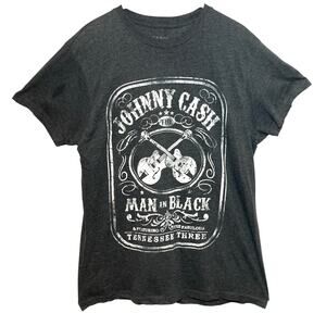 Johnny Cash Band Tee The Man in Black Tennessee Three Black Gray T-Shirt